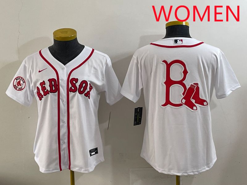 Women 2025 Boston Red Sox Blank White Game Nike MLB Jersey style 6->women mlb jersey->Women Jersey